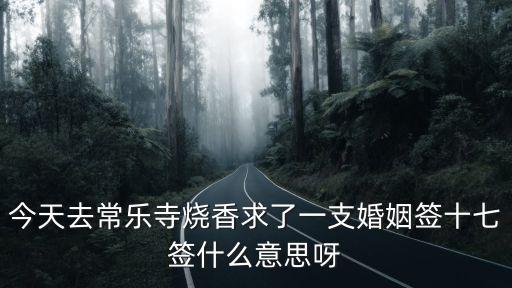 今天去常樂寺燒香求了一支婚姻簽十七簽什么意思呀