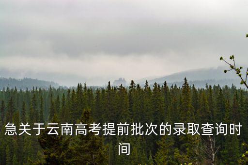 急關(guān)于云南高考提前批次的錄取查詢時間