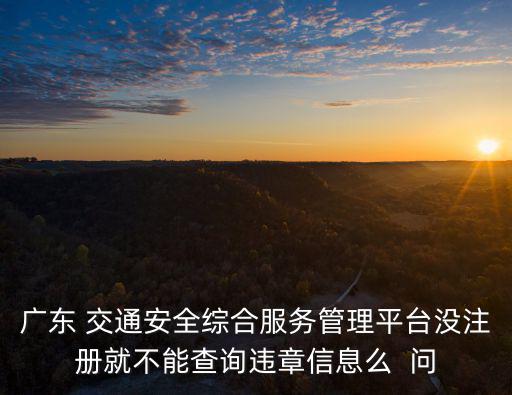 廣東 交通安全綜合服務管理平臺沒注冊就不能查詢違章信息么  問