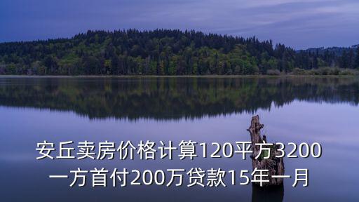 安丘賣房價格計算120平方3200一方首付200萬貸款15年一月
