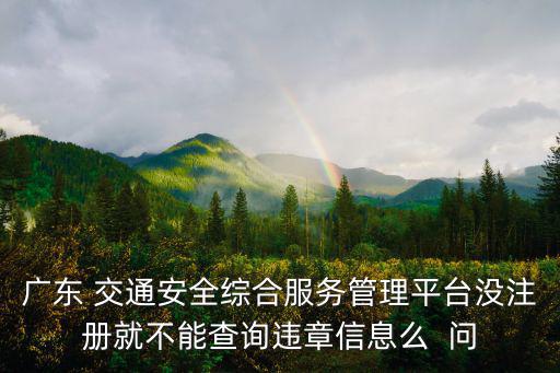 廣東 交通安全綜合服務管理平臺沒注冊就不能查詢違章信息么  問
