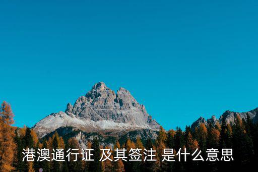 港澳通行證 及其簽注 是什么意思