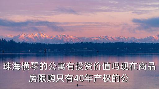 珠海橫琴的公寓有投資價值嗎現在商品房限購只有40年產權的公