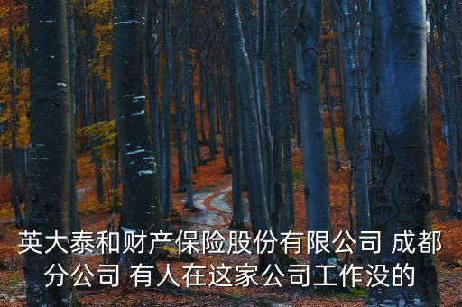 英大泰和財產保險股份有限公司 成都分公司 有人在這家公司工作沒的