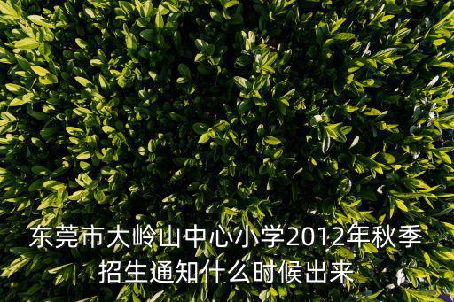東莞市大嶺山中心小學(xué)2012年秋季招生通知什么時候出來