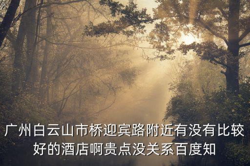 廣州白云山市橋迎賓路附近有沒有比較好的酒店啊貴點沒關系百度知