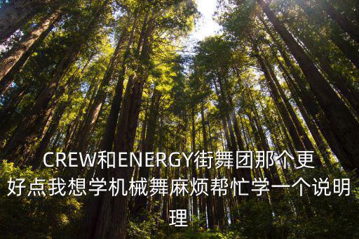 CREW和ENERGY街舞團(tuán)那個(gè)更好點(diǎn)我想學(xué)機(jī)械舞麻煩幫忙學(xué)一個(gè)說(shuō)明理