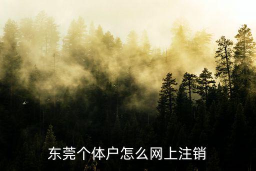 東莞個體戶怎么網上注銷