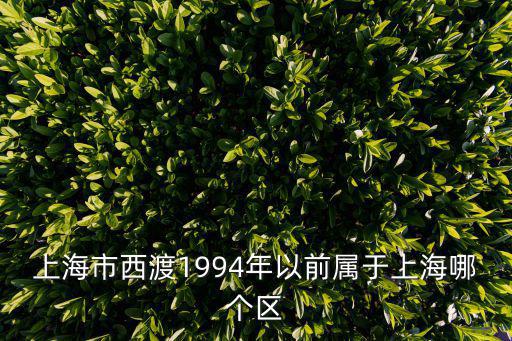 上海市西渡1994年以前屬于上海哪個區(qū)