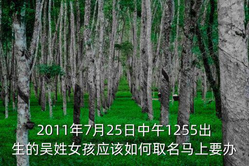 東莞吳淑萍，2011年7月25日中午1255出生的吳姓女孩應該如何取名馬上要辦