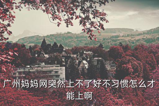 廣州媽媽網突然上不了好不習慣怎么才能上啊