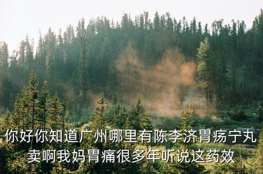 你好你知道廣州哪里有陳李濟胃瘍寧丸賣啊我媽胃痛很多年聽說這藥效