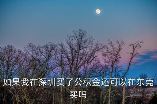 如果我在深圳買了公積金還可以在東莞買嗎