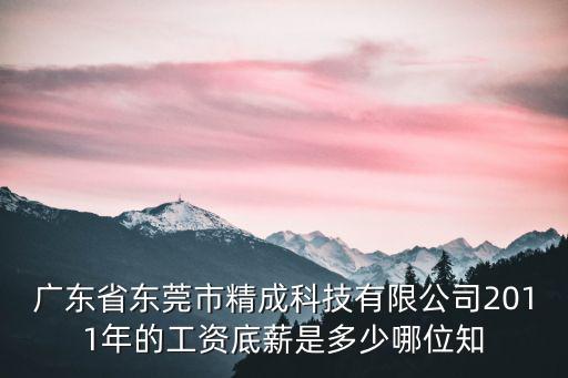 廣東省東莞市精成科技有限公司2011年的工資底薪是多少哪位知