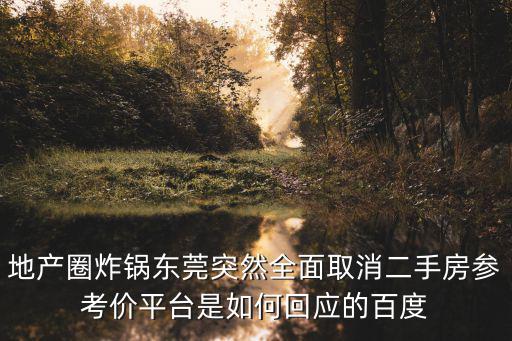 地產圈炸鍋東莞突然全面取消二手房參考價平臺是如何回應的百度