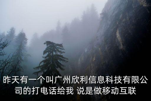 昨天有一個叫廣州欣利信息科技有限公司的打電話給我 說是做移動互聯