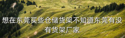 想在東莞買些倉儲貨架不知道東莞有沒有貨架廠家