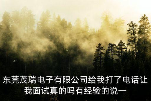 東莞茂瑞電子有限公司給我打了電話讓我面試真的嗎有經驗的說一