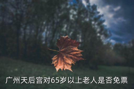 廣州天后宮對65歲以上老人是否免票