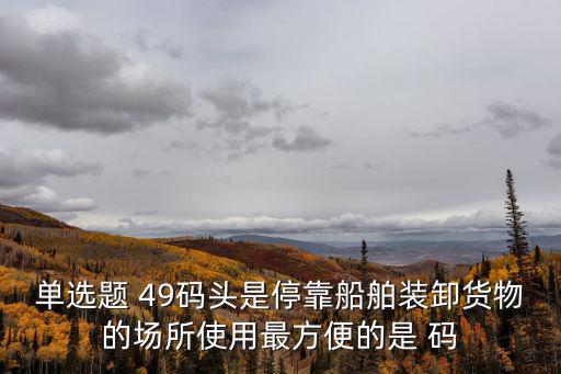 廣州港 船舶裝卸動態，單選題 49碼頭是停靠船舶裝卸貨物的場所使用最方便的是 碼