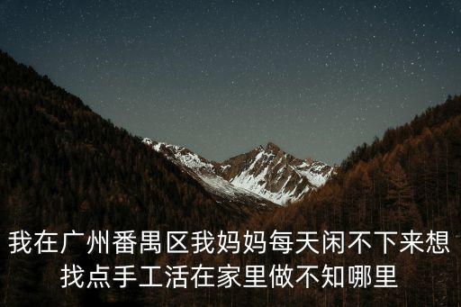 我在廣州番禺區我媽媽每天閑不下來想找點手工活在家里做不知哪里