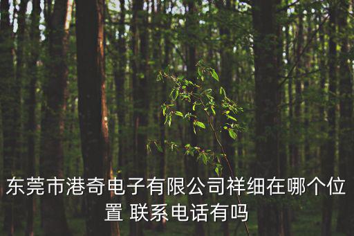 東莞市港奇電子有限公司祥細在哪個位置 聯系電話有嗎