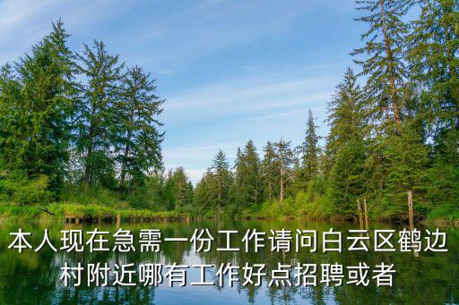 本人現(xiàn)在急需一份工作請問白云區(qū)鶴邊村附近哪有工作好點招聘或者