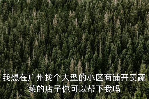 我想在廣州找個大型的小區(qū)商鋪開賣蔬菜的店子你可以幫下我嗎