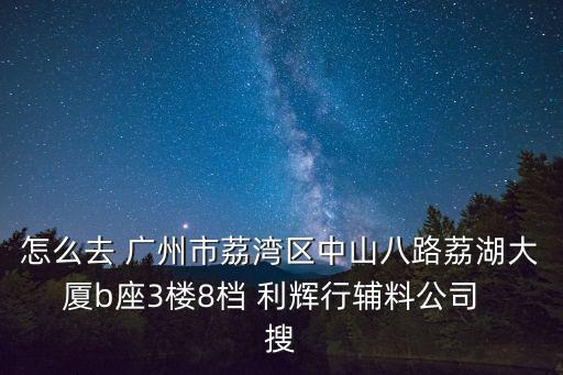 怎么去 廣州市荔灣區中山八路荔湖大廈b座3樓8檔 利輝行輔料公司  搜