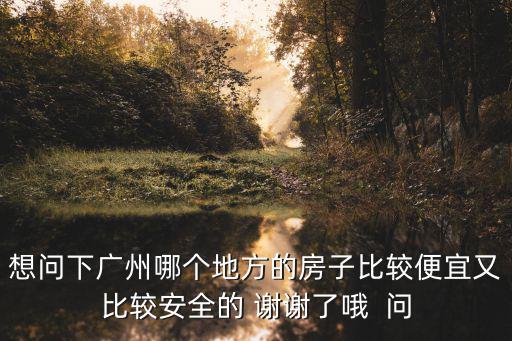 想問下廣州哪個地方的房子比較便宜又比較安全的 謝謝了哦  問