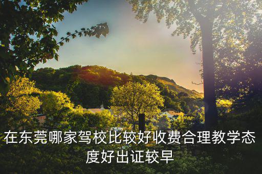 在東莞哪家駕校比較好收費合理教學態度好出證較早