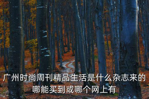 廣州時尚周刊精品生活是什么雜志來的哪能買到或哪個網上有