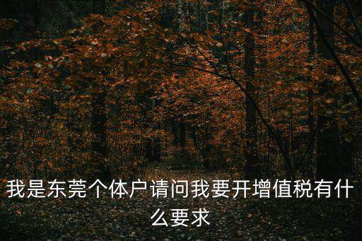 我是東莞個體戶請問我要開增值稅有什么要求