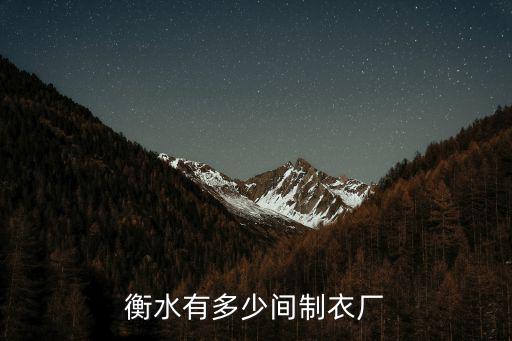 衡水有多少間制衣廠