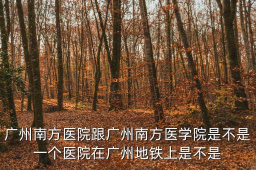 廣州南方醫院跟廣州南方醫學院是不是一個醫院在廣州地鐵上是不是