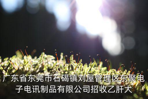 廣東省東莞市石碣鎮(zhèn)劉屋管理區(qū)東聚電子電訊制品有限公司招收乙肝大