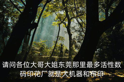 請問各位大哥大姐東莞那里最多活性數碼印花廠就是大機器和布印