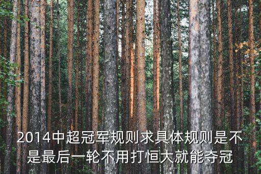 2014中超冠軍規(guī)則求具體規(guī)則是不是最后一輪不用打恒大就能奪冠