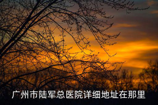 廣州市陸軍總醫(yī)院詳細地址在那里