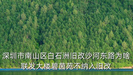 深圳市南山區白石洲舊改沙河東路為啥聯發大樓碧茵苑不納入舊改