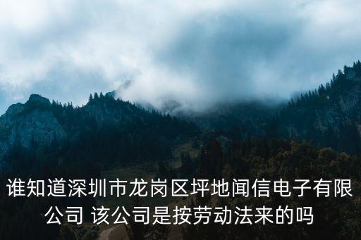 誰知道深圳市龍崗區(qū)坪地聞信電子有限公司 該公司是按勞動(dòng)法來的嗎
