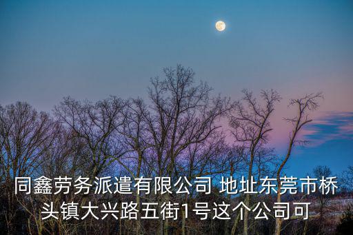 東莞市沁鑫熱能科技，同鑫勞務派遣有限公司 地址東莞市橋頭鎮大興路五街1號這個公司可