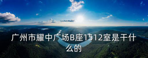 廣州市耀中廣場B座1512室是干什么的