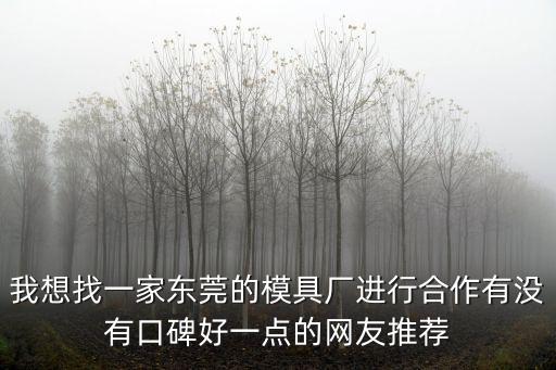 東莞市厚街鑫創績五金模具經營部，我想找一家東莞的模具廠進行合作有沒有口碑好一點的網友推薦