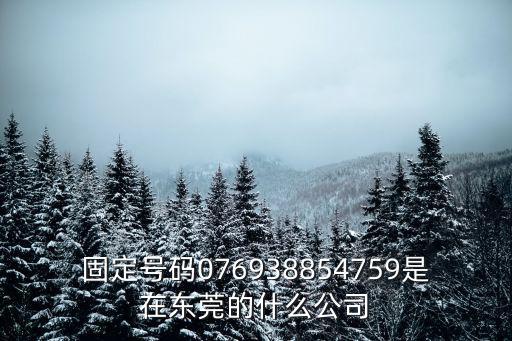 固定號碼076938854759是在東莞的什么公司