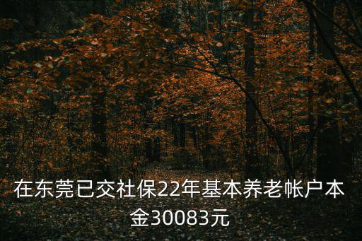 在東莞已交社保22年基本養老帳戶本金30083元
