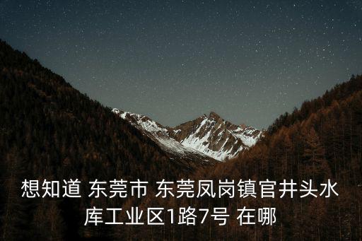 想知道 東莞市 東莞鳳崗鎮(zhèn)官井頭水庫工業(yè)區(qū)1路7號 在哪