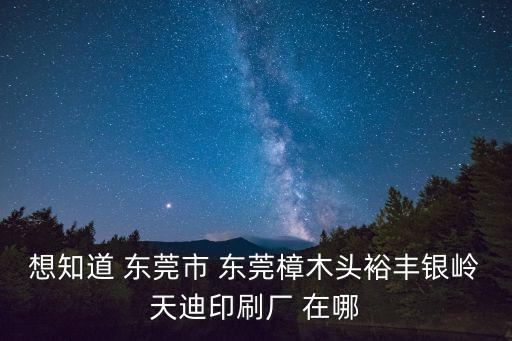 想知道 東莞市 東莞樟木頭裕豐銀嶺天迪印刷廠 在哪