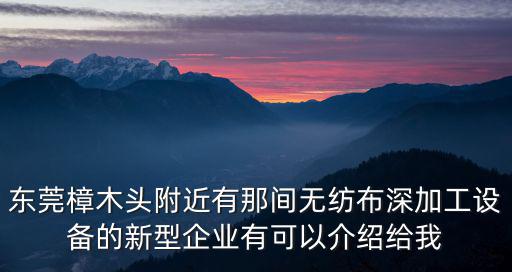 東莞樟木頭附近有那間無紡布深加工設備的新型企業有可以介紹給我