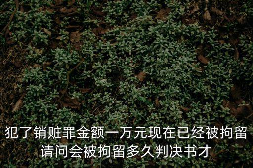 犯了銷贓罪金額一萬元現在已經被拘留請問會被拘留多久判決書才